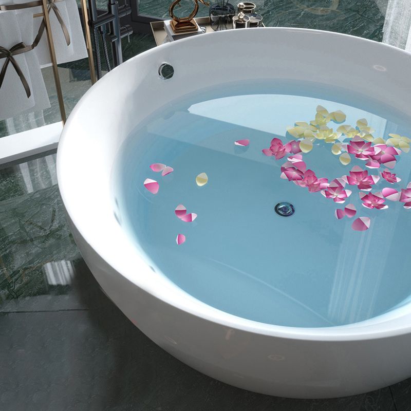 Bathroom Acrylic Round Bath Tub Soaking Stand Alone Tub with Drain