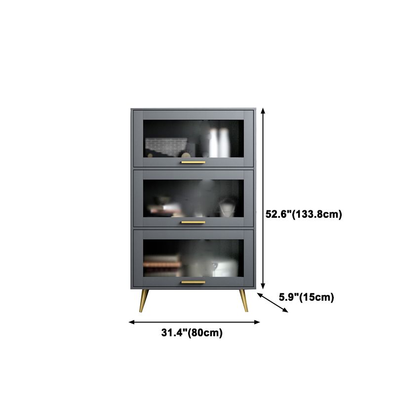 Modern Style Bookcase Closed Back Bookshelf with Door for Home Office
