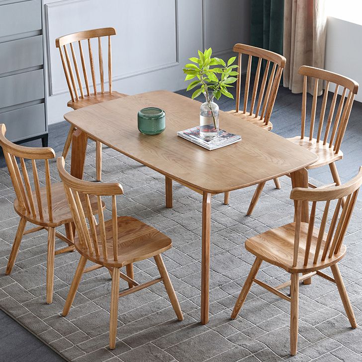 Modern Ash Wood Kitchen Table for Restaurant Rectangle Dining Table with 4 Legs