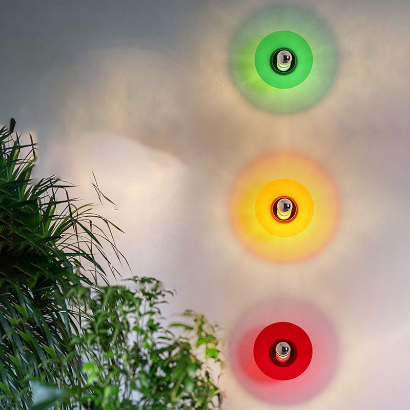 Round Wall Lighting Fixtures Modern Style Metal 1 Light Wall Lighting