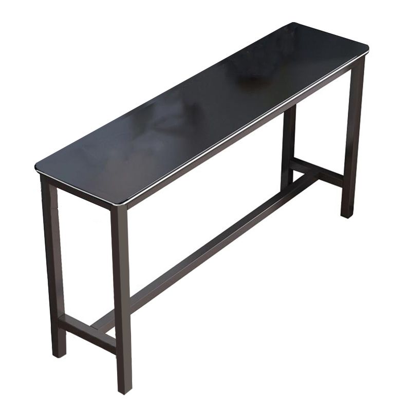 Matte Finish Faux Wood Bar Table Modern Pub Table with Metal Frame