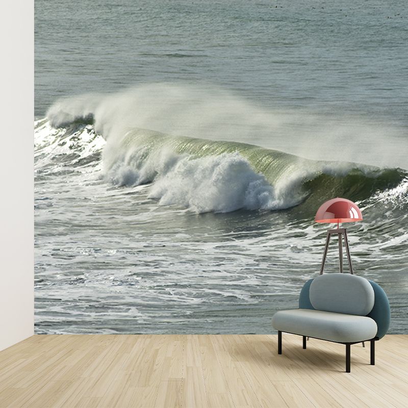 Sea Mural Wallpaper Modernist Nature Scenery Wall Covering in Light Color