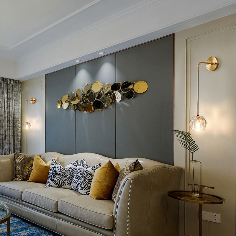 Contemporary Wall Sconce Crystal and Brass Sconce Lighting for Hallway