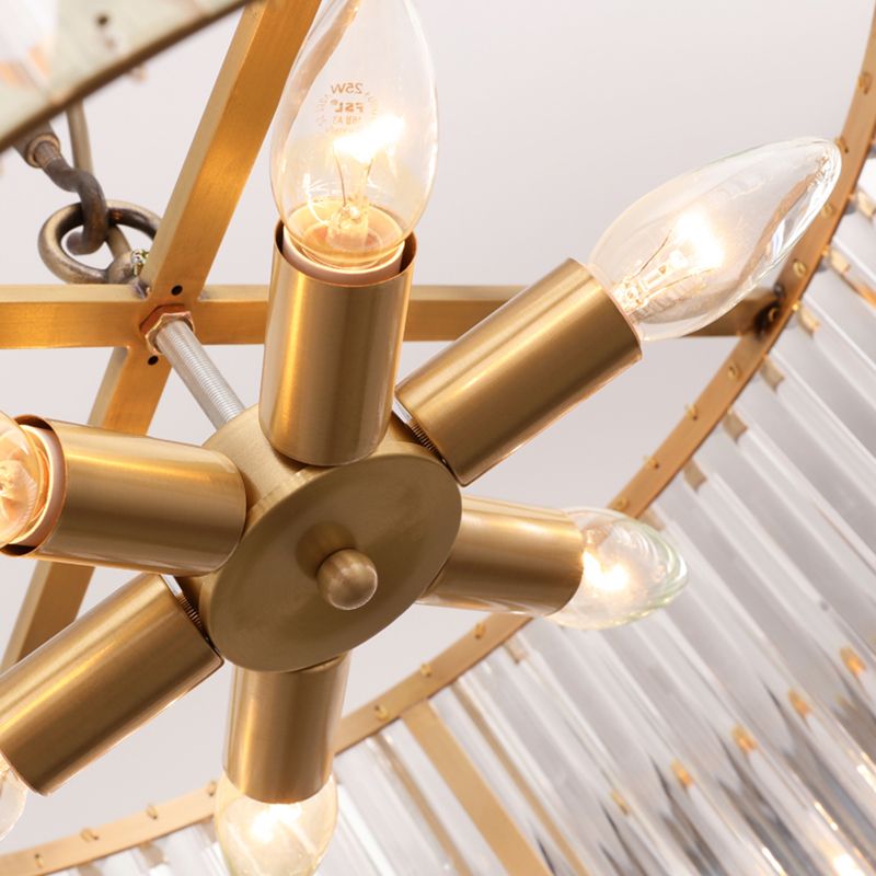 16"/19.5" Wide Circular Ceiling Mounted Light Mid-Century Metal and Crystal 4/5 Heads Flush Mount Light Fixture in Brass