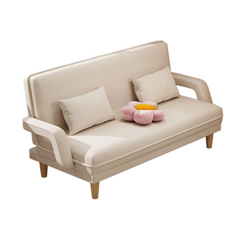Scandinavian Removable Cushions Fabric Square Arms Futon Sleeper Sofa Bed