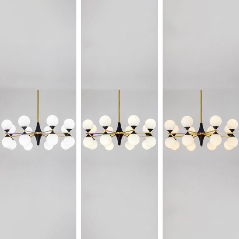 Nordic Style Creative Glass Orb Chandelier Golden Dining Room Lighting Fixture with 19.6" Adjustable Suspension Rod