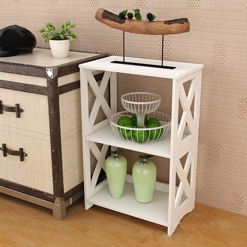 Engineered Wood Bookshelf Modern Open Back White Bookcase , 9.4" W