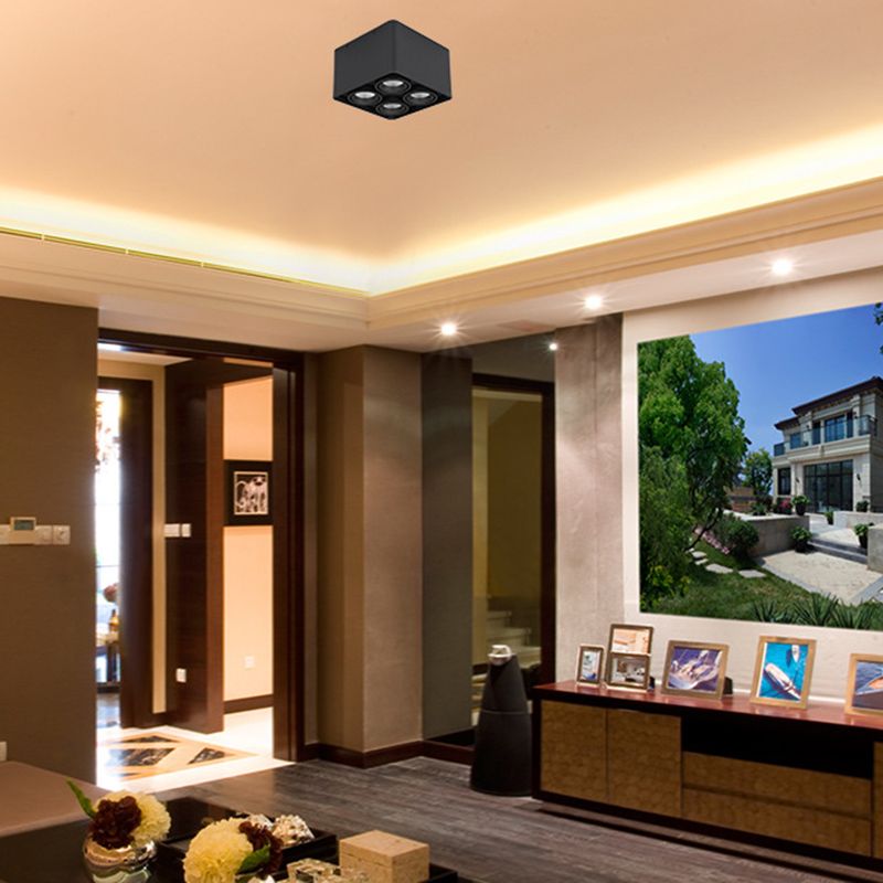 Contemporary Square Shape Ceiling Light with Aluminum Shade for Bedroom