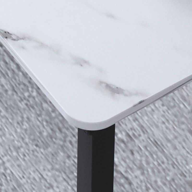 Stone Modern Rectangular Writing Desk Home Office Desk with Metal Legs