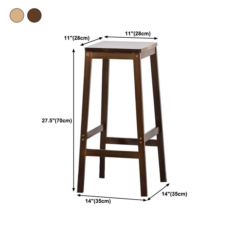 Industrial Square Backless Stool Wooden Footrest Barstool for Living Room