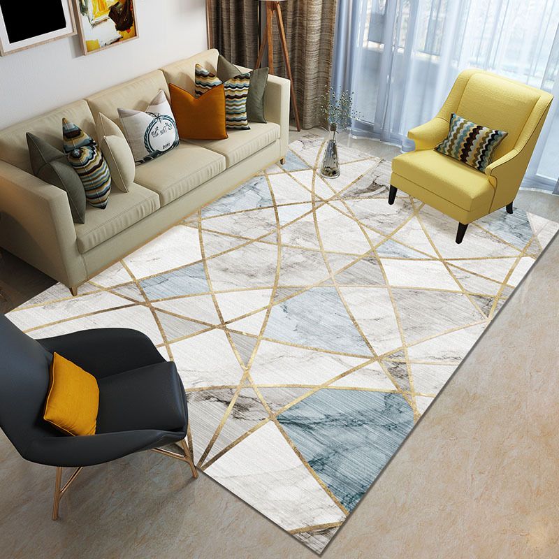 Funky Color Blocking Geometric Rug Multi Colored Nordic Rug Polypropylene Non-Slip Backing Pet Friendly Washable Rug for Room