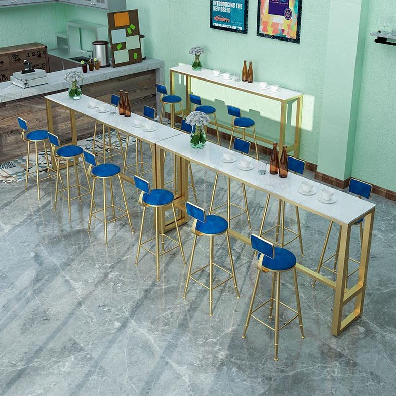 Glam Marble Bistro Bar Table with Rectangle Table Top Trestle Table - 41.3" H , Only Table