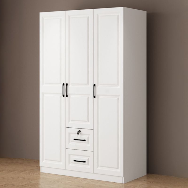 Hinged Wardrobe Cabinet White Wardrobe Armoire with Shelves for Home