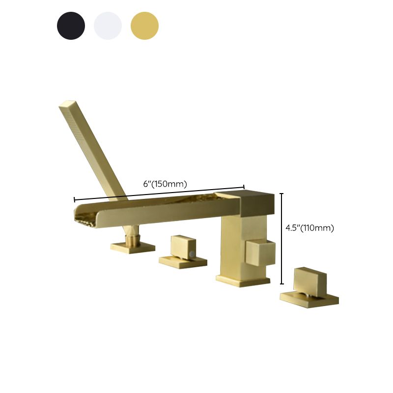 Modern Deck Mounted Copper Roman Tub Faucet Low Arc Tub Faucet Set