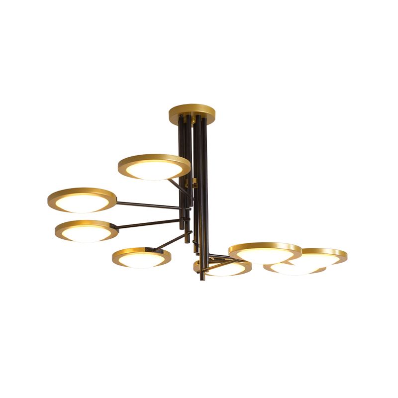 Black and Gold Round Ceiling Lighting Modernism 8 Lights Metal LED Chandelier Light with Spiral Design
