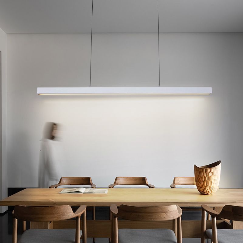 Modern Aluminum Island Light Linear 1-Light Restaurant Hanging Lamp with Acrylic Shade
