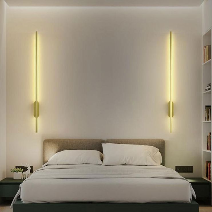 Lámpara de montaje metálico de pared metálica contemporánea de iluminación lineal para sala de estar