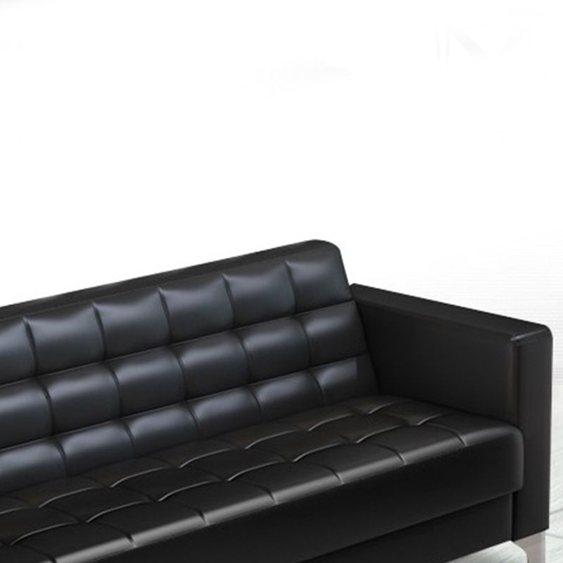 Square Arm Biscuit Back Sofa Industrial 1/3-seater Faux Leather Sofa