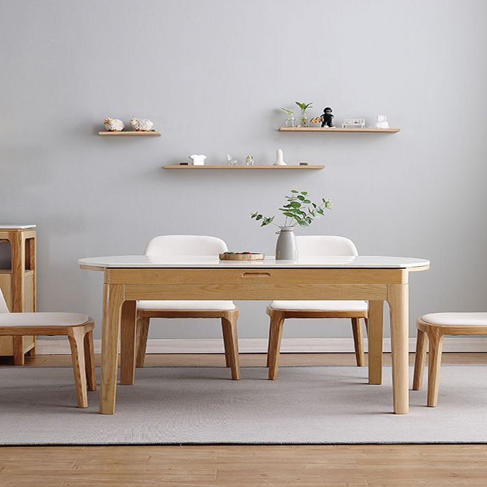 Modern Extendable Furniture Round White Sintered Stone Dining Table with 4 Legs