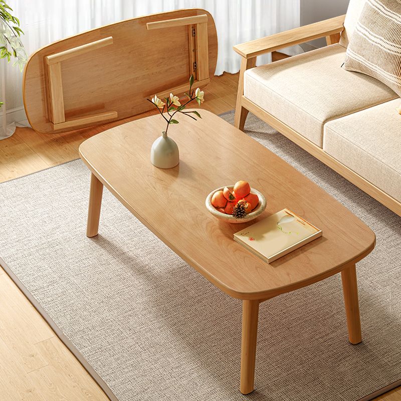 17"H Contemporary Coffee Table Solid Wood Single Cocktail Table