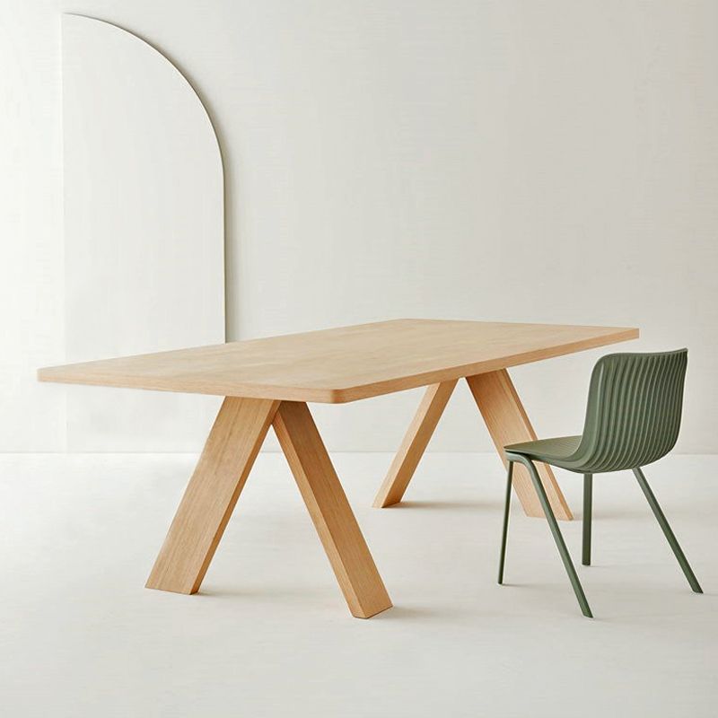 Table à manger rectangulaire industrielle table en bois massif en bois avec 4 jambes
