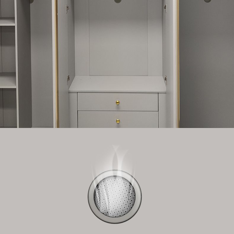 Gray Colour Wooden Wardrobe Contemporary Style Wardrobe Closet with Hinged Door