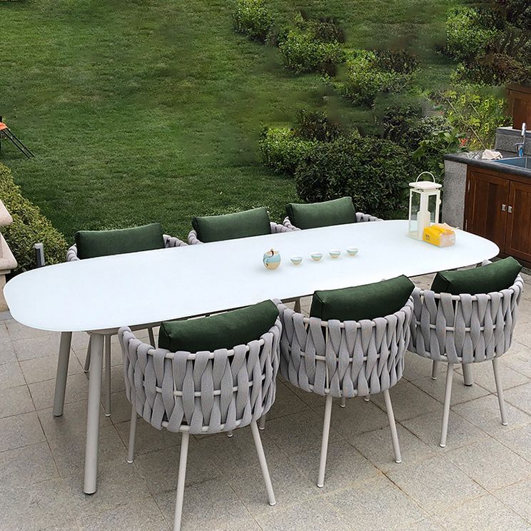 Boho Style 1/5/7/8/9 Pieces Dining Metal Set Stone Dining Table Set for Outdoor