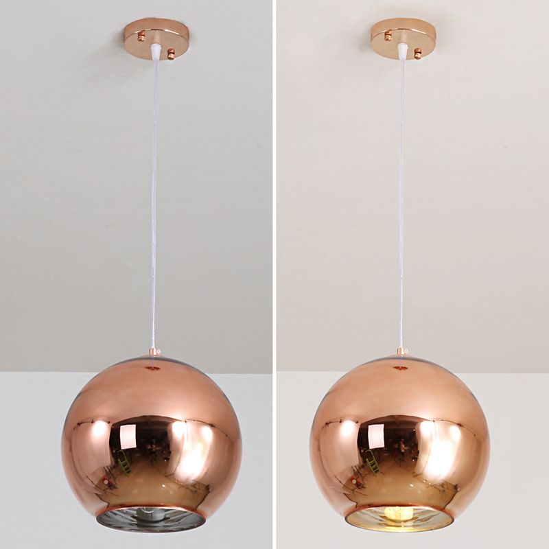 1 Light Ball Hanging Light Fixtures Postmodern Mirror Glass Ceiling Light for Restaurant