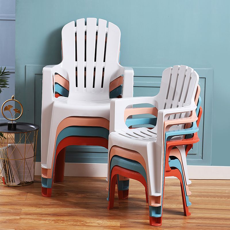 Fauteuils de salle à manger en plastique modernes, fauteuils de salle à manger à dossier empilable d'intérieur à lattes