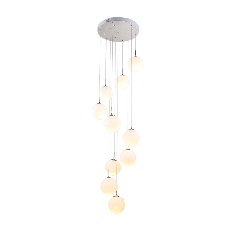 Spiral Stairs 10 Blub Pendant Light Fixture Clear Glass Sphere Nordic Style Multiple Hanging Light