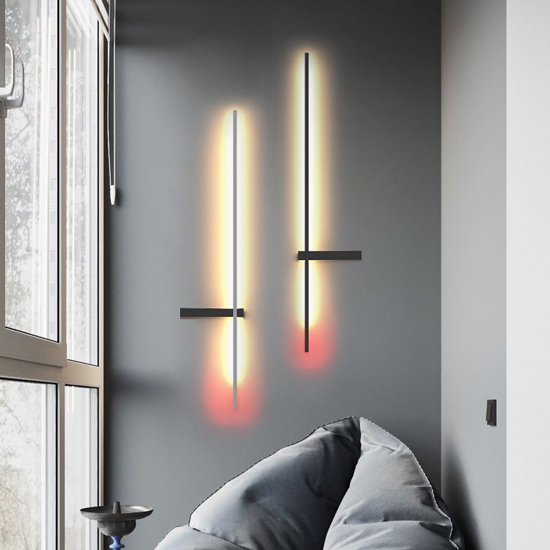 1 Light Metal Linear Wall Lighting Modern Style Wall Mounted Light Fixture
