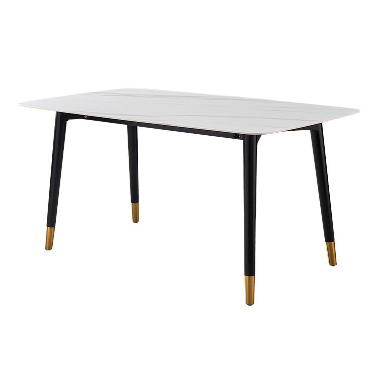 Rectangle Shape Luxury Dining Table Two-Color Fixed Table with Sintered Stone
