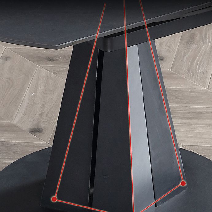 Round Sintered Stone Dining Table Pedestal Furniture with Leaf Extension