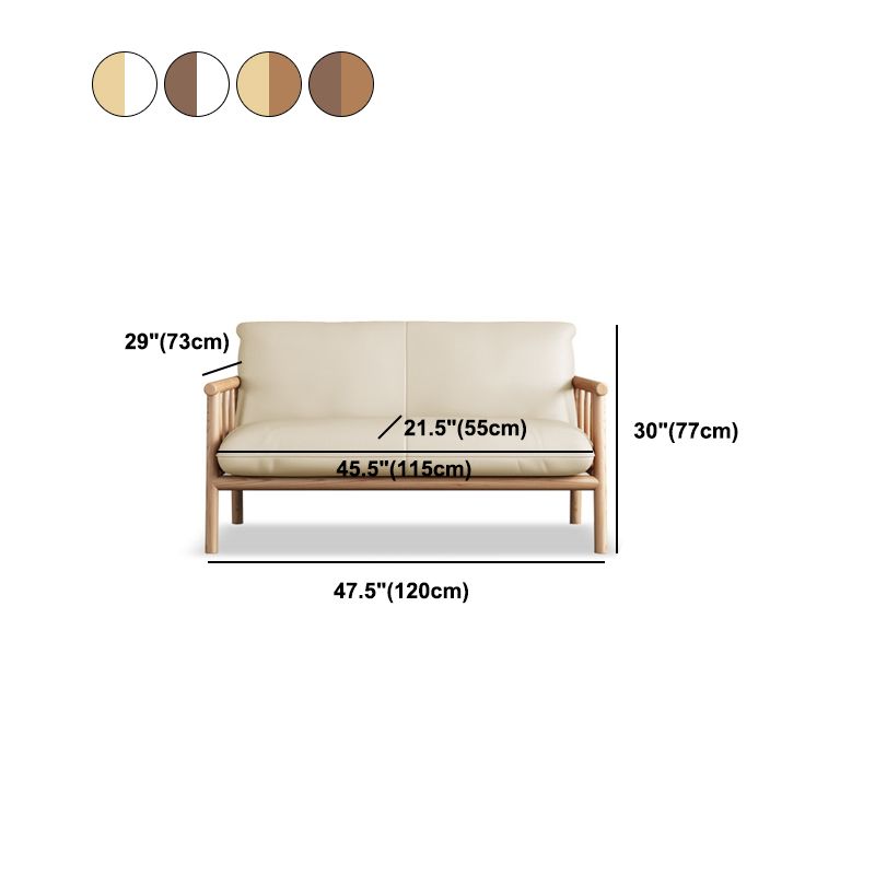 Faux Leather Sofa 28.74" D x 30.31" H Square Arm Sofa for Living Room