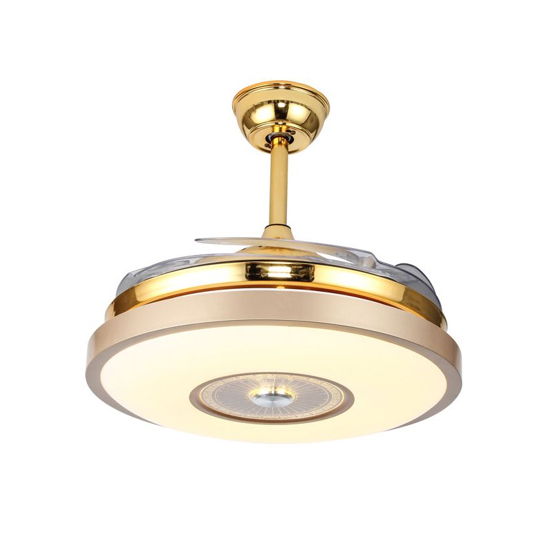 Kreis Schlafzimmer halb Flush Mount Minimalist Metall LED Gold Hanging Lüfterbeleuchtung mit 4 klaren Klingen, 36 "/42" Breite