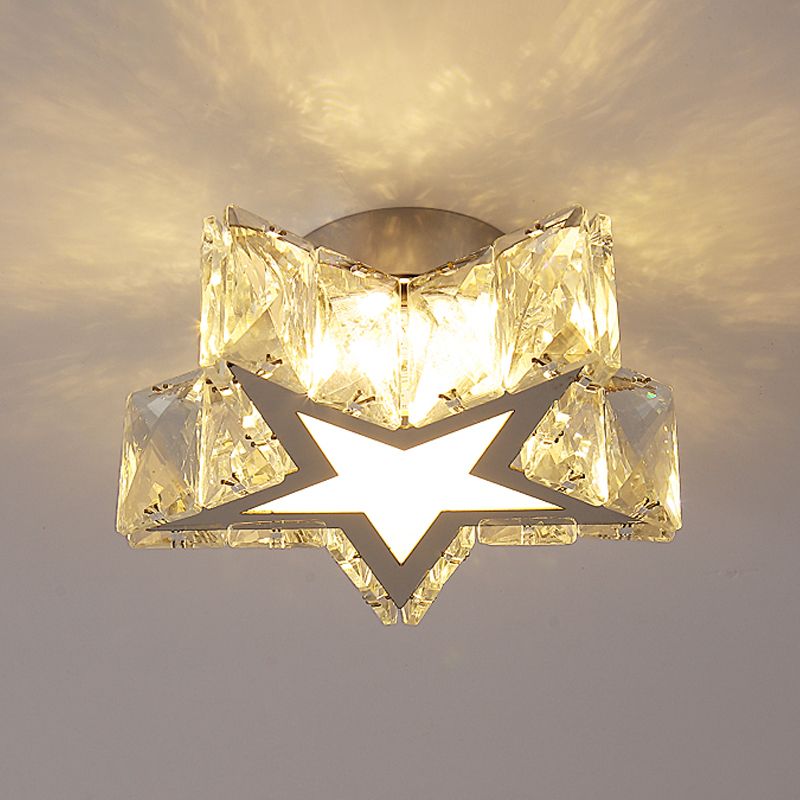 Star-Shaped Flush Mount Light Contemporary Clear Crystal 6.5"/10" W LED Corridor Close to Ceiling Lamp