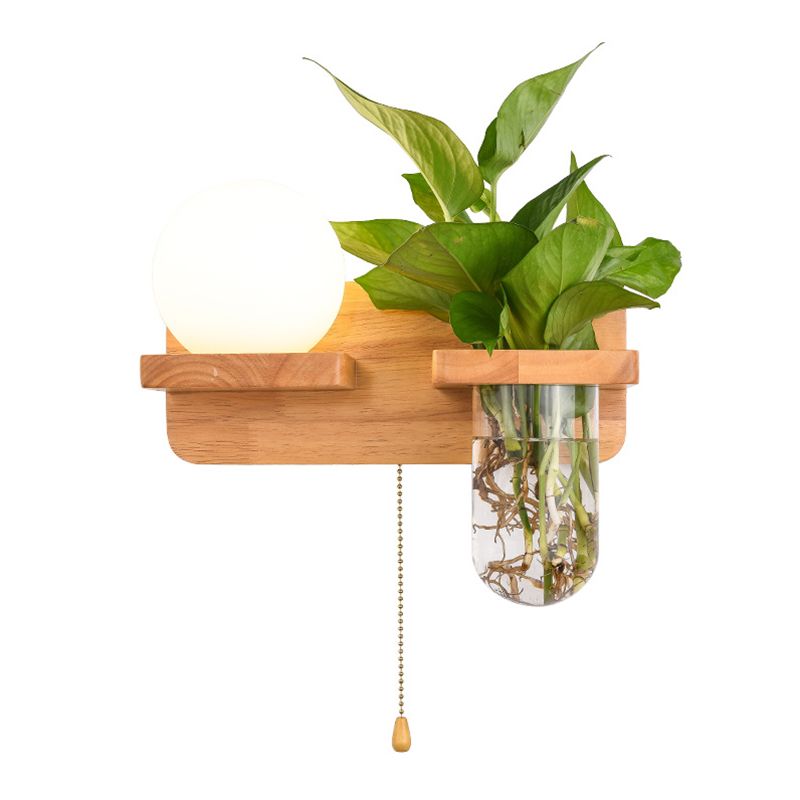 Modern Style Wall Light Fixture Wooden Wall Light Sconce without Plants for Bedroom