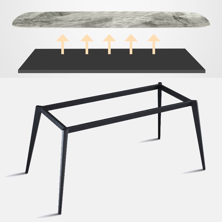 Cuisine de style contemporain Tableau rectangle en pierre enthousiaste avec base de 4 jambes
