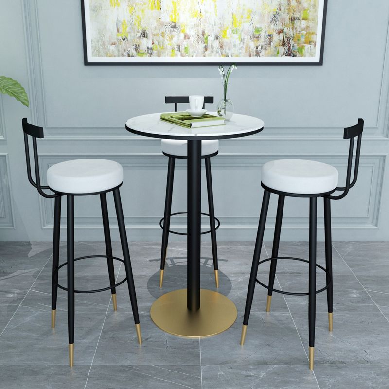 1/3/4/5 Pieces Glam Iron Bar Table Set Round Bistro Set with Black Faux Marble Top