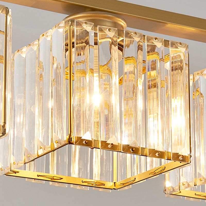 Éclairage de l'île géométrique Modernisme Crystal Chandelier Lightture pour salle à manger