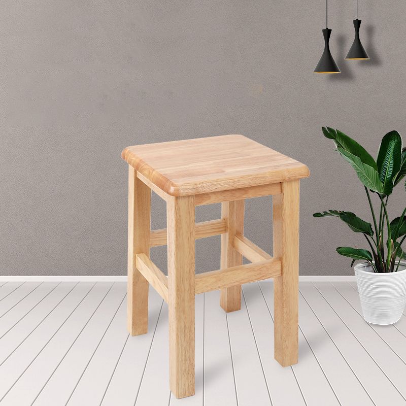 Square Backless Solid Wood Bar Chair Industrial Wooden Chair with 4 Legs