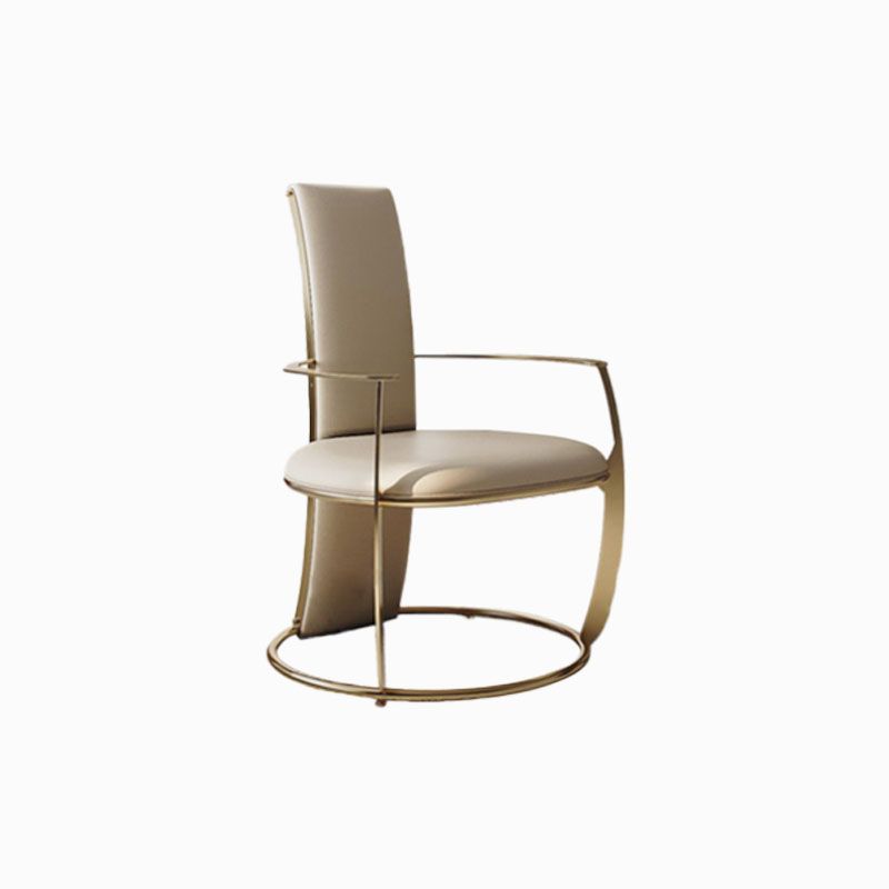 Upholstered Arm Chair Glam Style Metal Dining Chairs for Dining Room