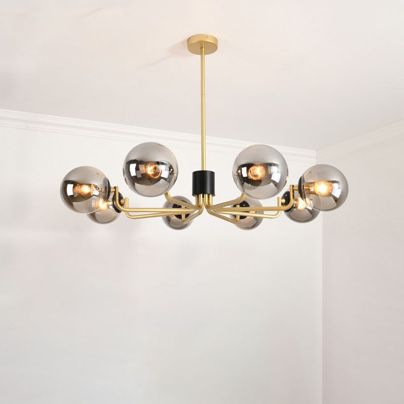 Gray Glass Chandelier Lighting Fixture Modern Chandelier Pendant Light for Living Room