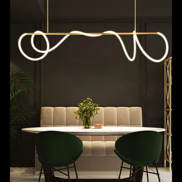 Post-modern Winding Lighting Hose Island Suspension Lamp 31.5" Length Minimalist Line Light for Living Room