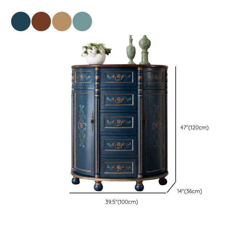 Industrial Solid Wood Cabinet with Drawers and 2 Doors Bombe Cabinet