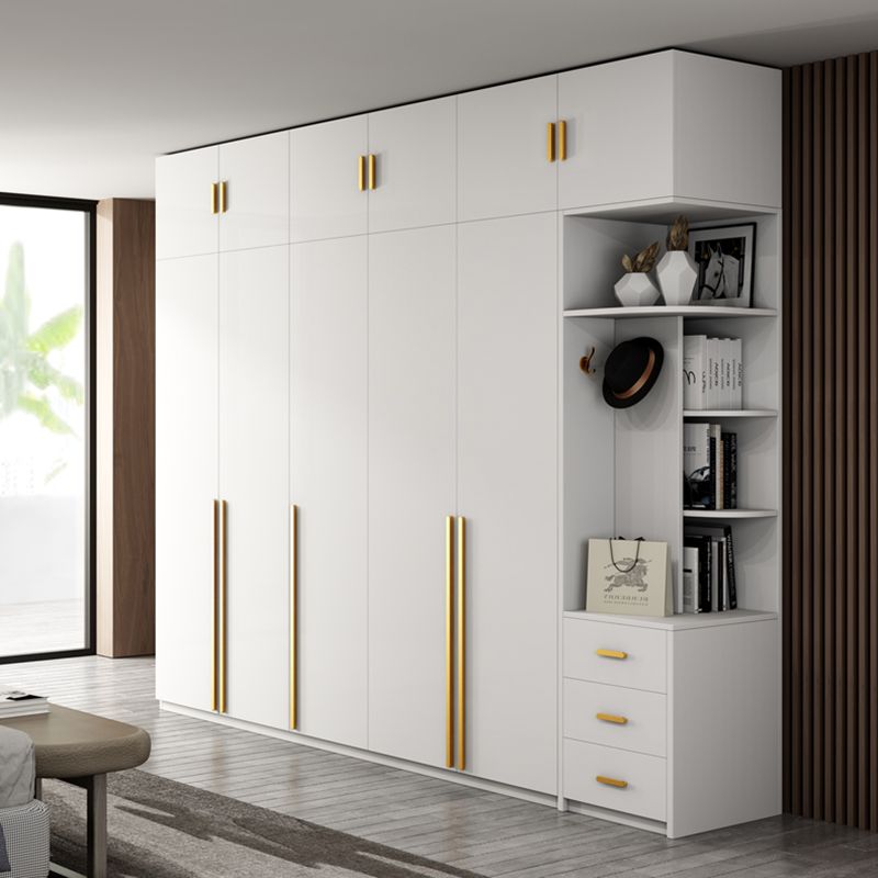 White Colour Wooden Wardrobe Contemporary Style Wardrobe Closet with Drawer