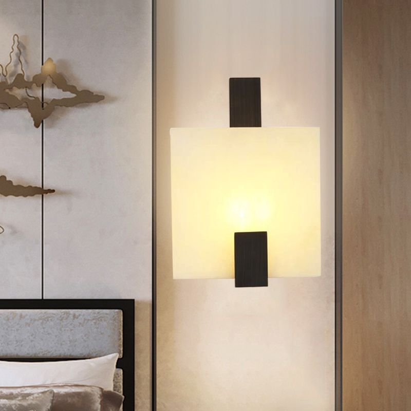 Square Marble Flush Splique Colonial 1 Bombulento Bombulador Finante de pared LED Iluminar en oro/negro