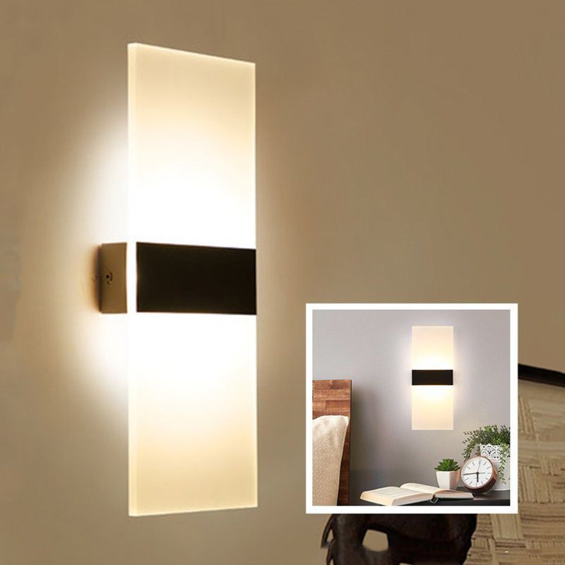 Black/White Rectangular LED Sconce Light Minimalist Acrylic Thinnest Wall Mounted Lamp in Warm/White Light, 11.5"/16" W