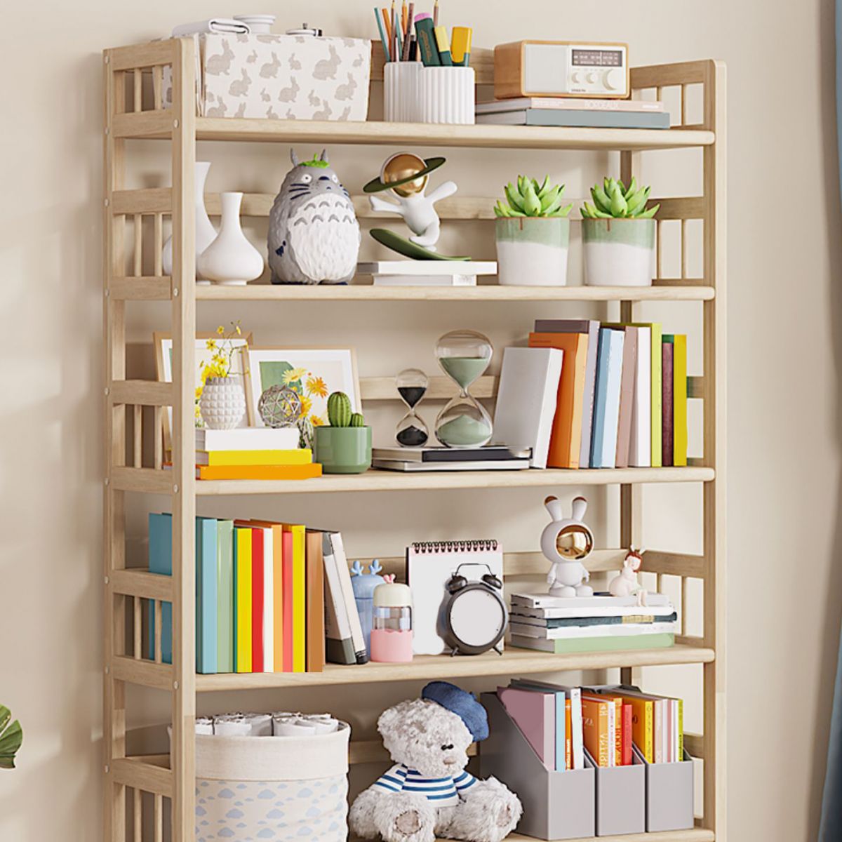 Pine Natural Chest Contemporary Rectangle Accent Chest with Shelves
