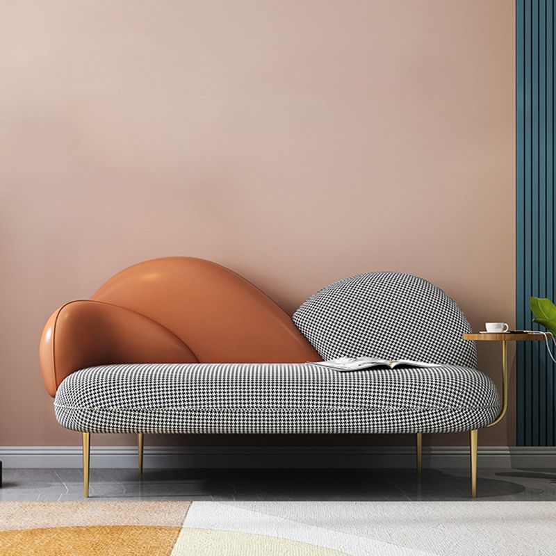 Contemporary Curved Sofa Moon Shape Sloped Arm Sofa with Storage Tray for Living Room